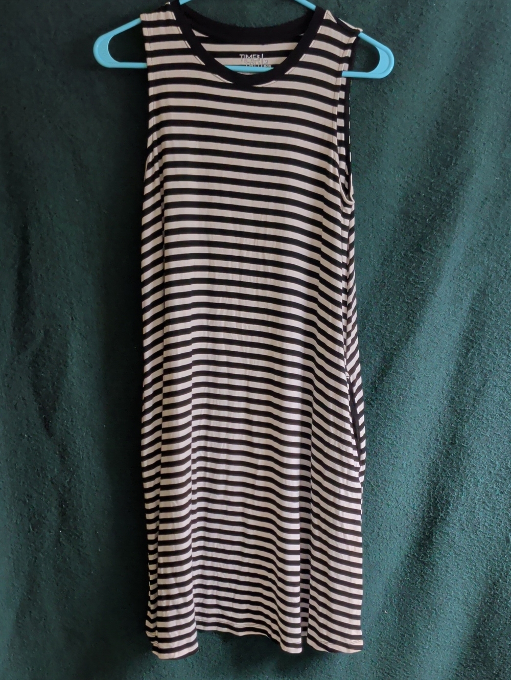Time and Tru Black and White Striped Sleeveless Midi Dress